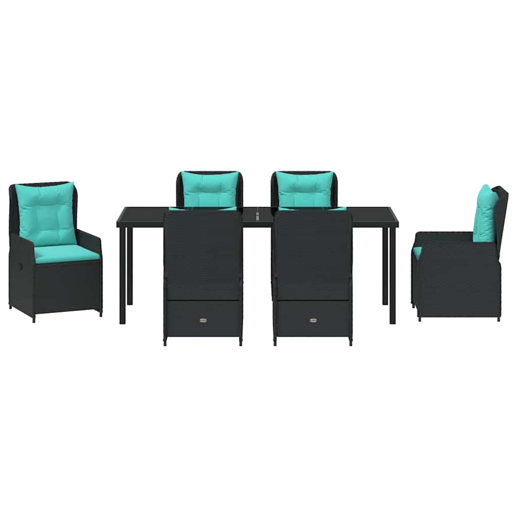 Have Spisebordssæt 7 stk. Sort Poly rattan