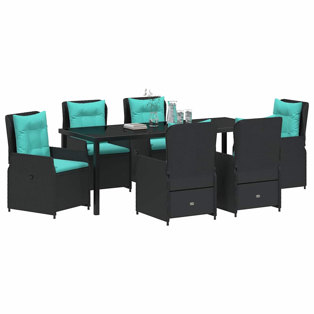 Have Spisebordssæt 7 stk. Sort Poly rattan