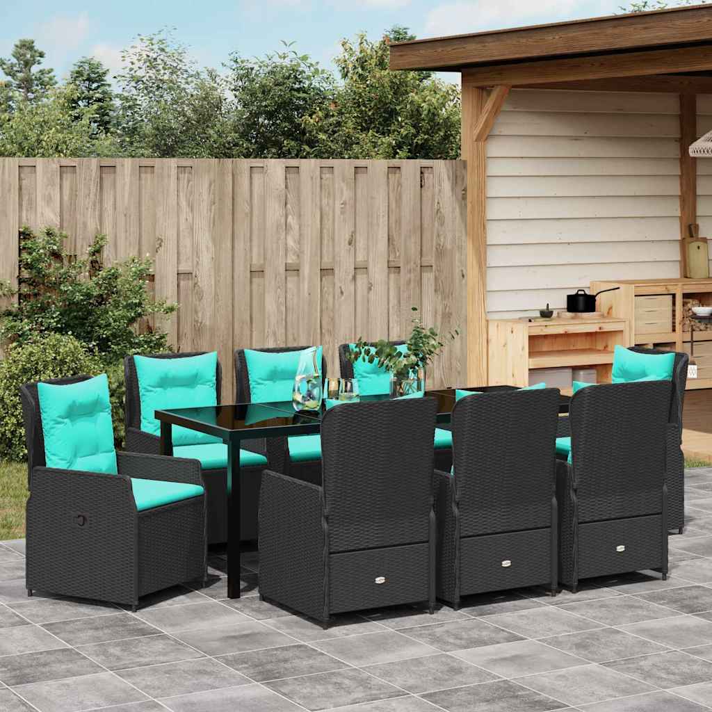 Have Spisebordssæt 9 stk. Sort Poly rattan