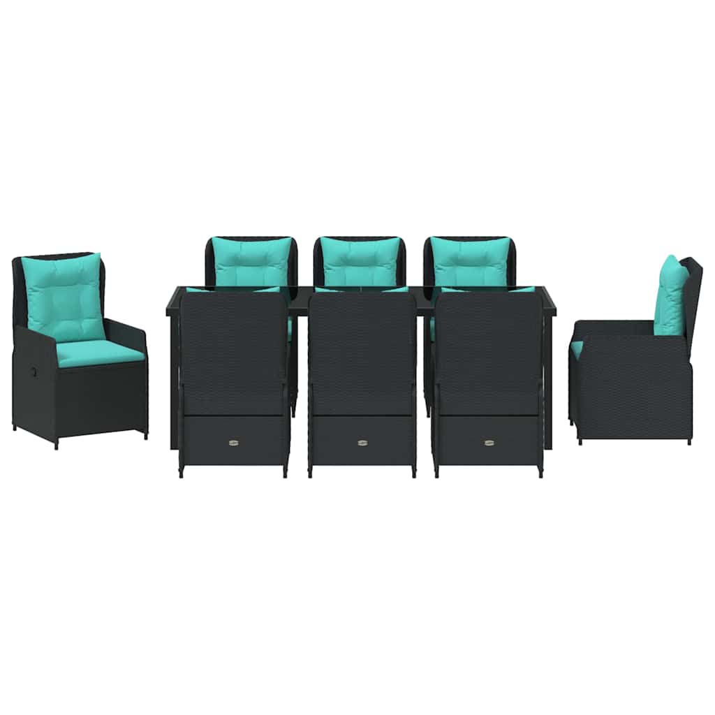 Have Spisebordssæt 9 stk. Sort Poly rattan
