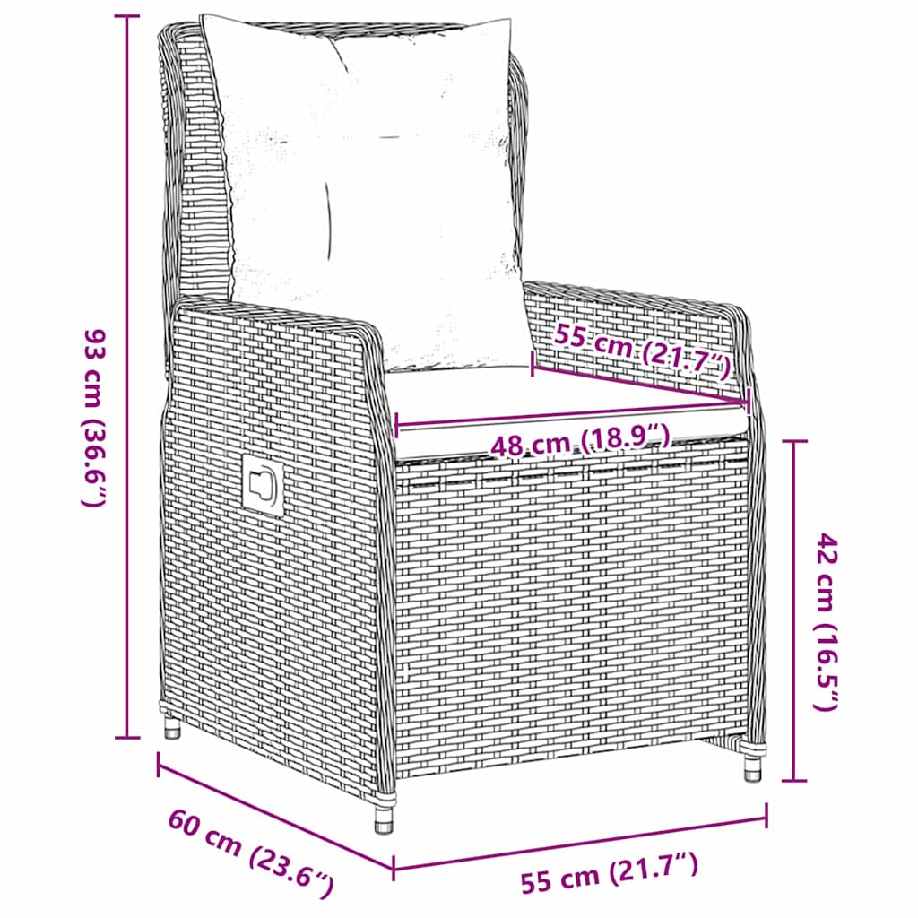Have Spisebordssæt 9 stk. Sort Poly rattan