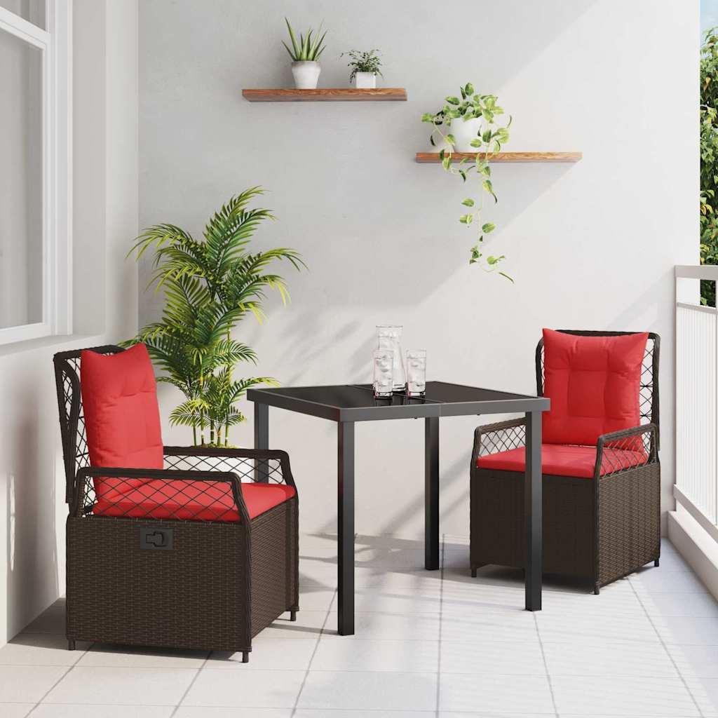 Have Spisebordssæt 3 stk. Brun polyrattan