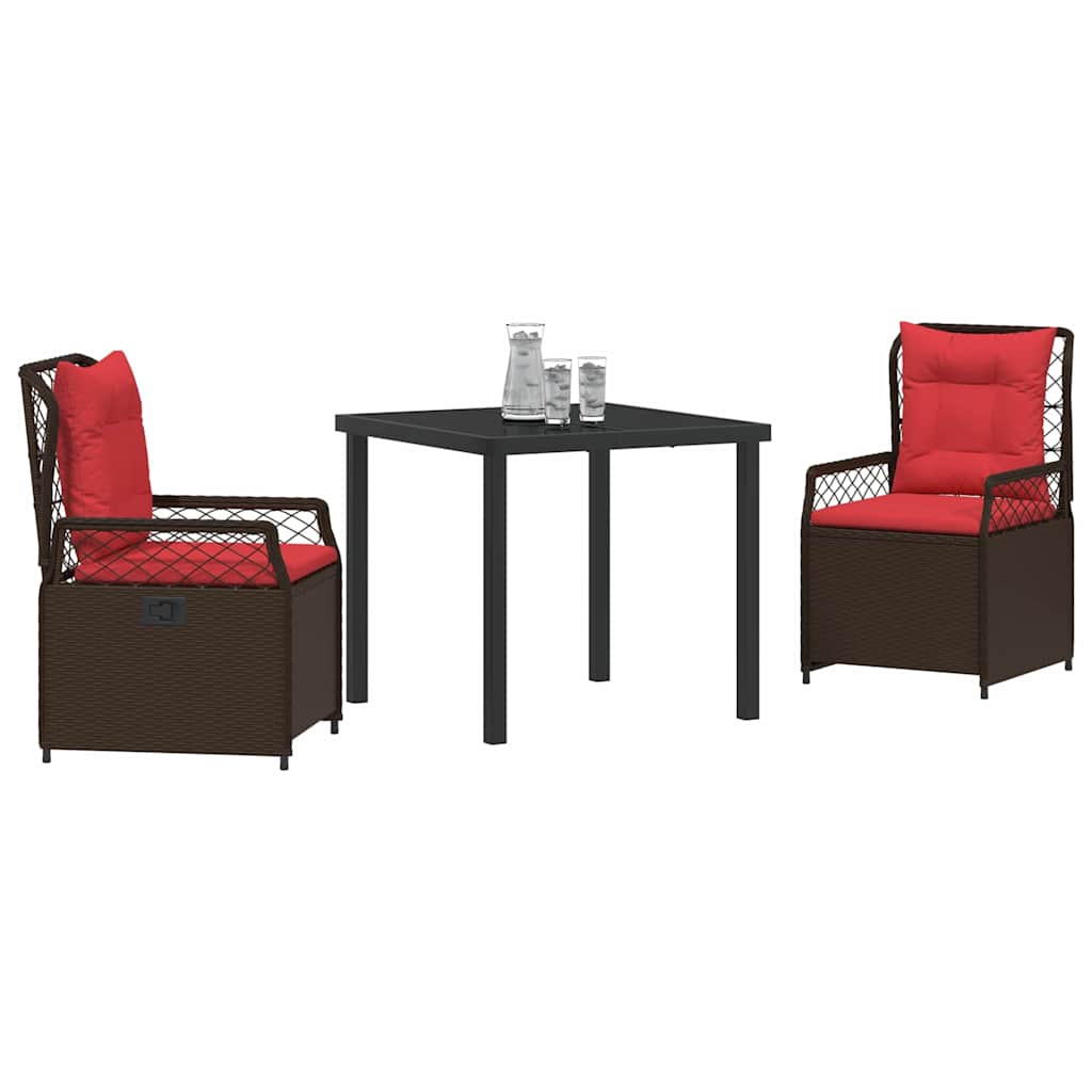 Have Spisebordssæt 3 stk. Brun polyrattan