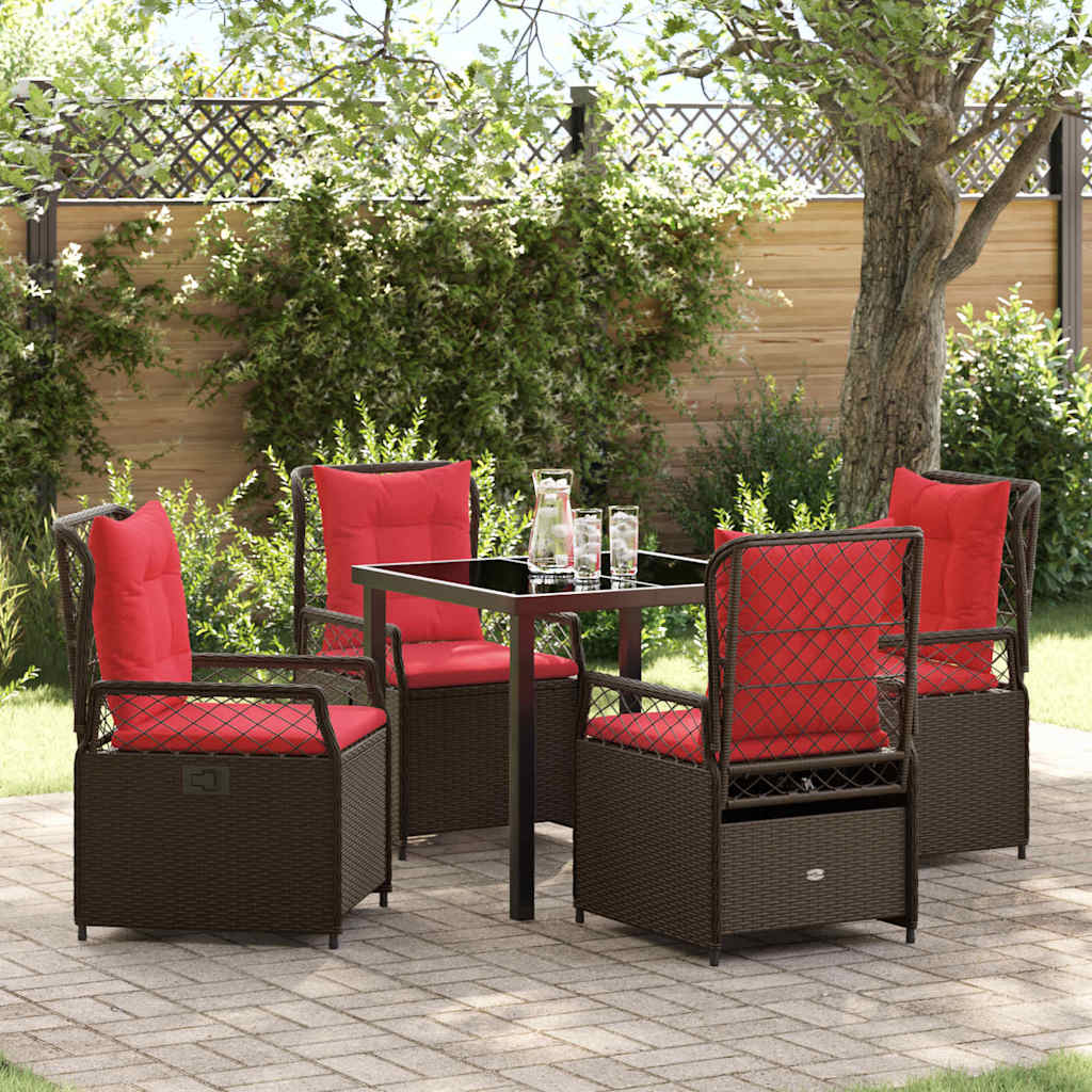 Have Spisebordssæt 5 stk. Brun polyrattan