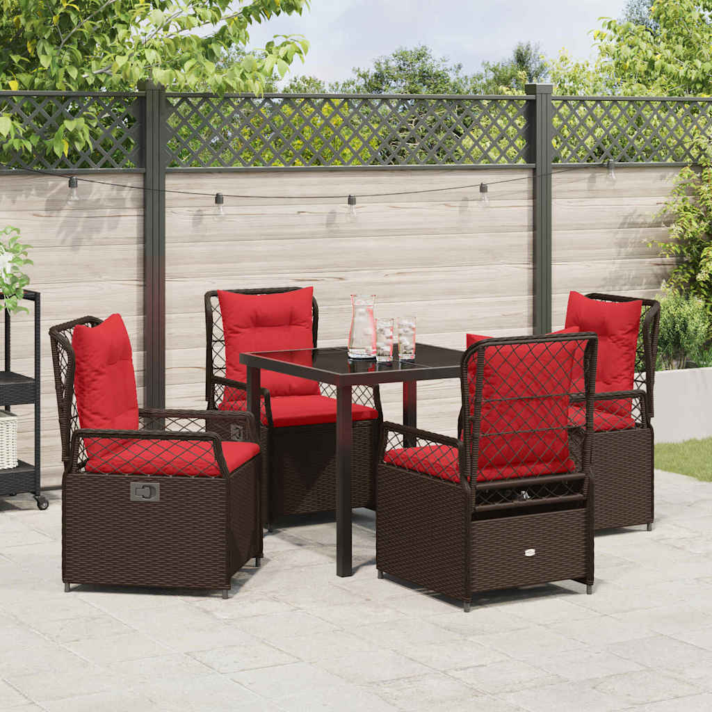 Have Spisebordssæt 5 stk. Brun polyrattan