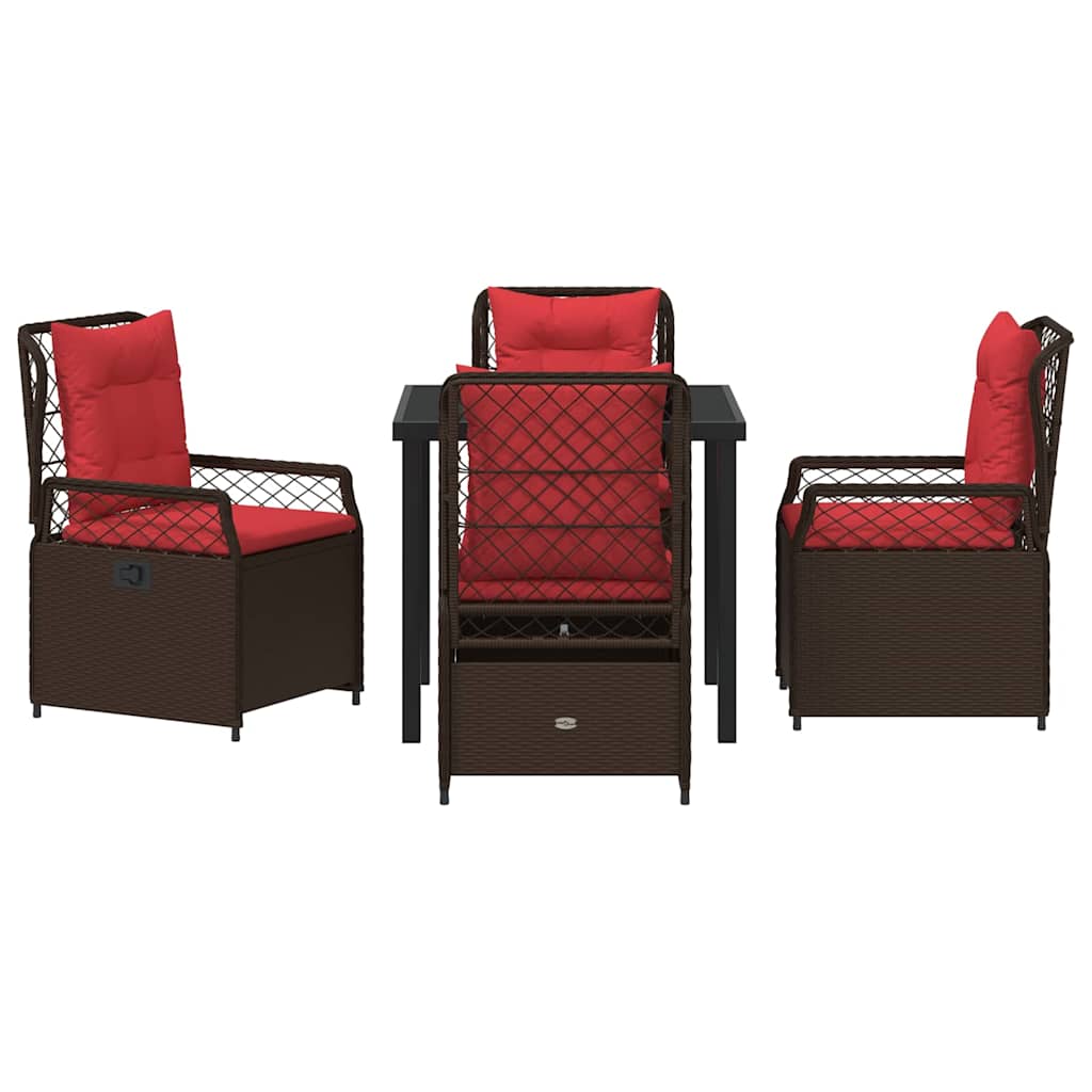 Have Spisebordssæt 5 stk. Brun polyrattan