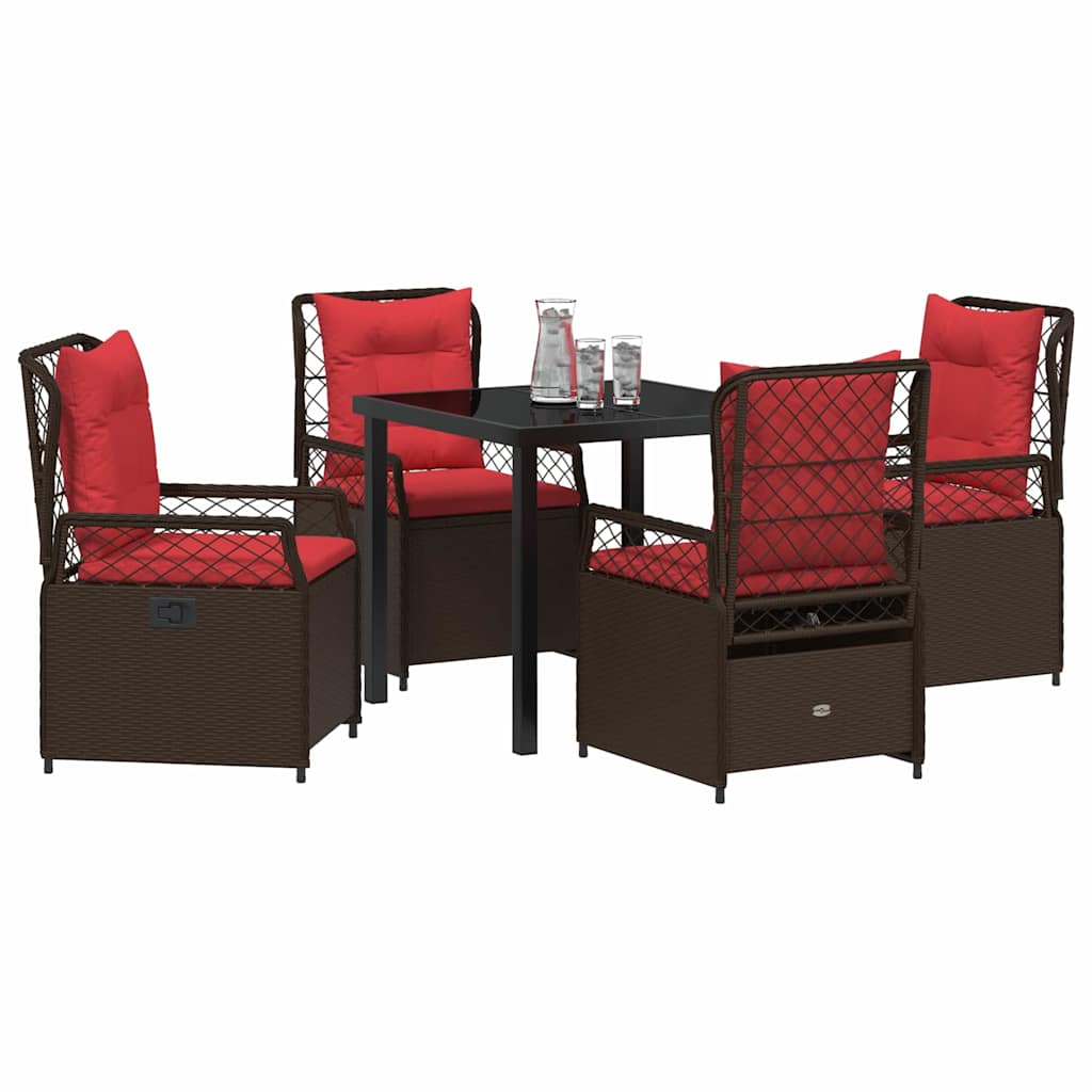 Have Spisebordssæt 5 stk. Brun polyrattan