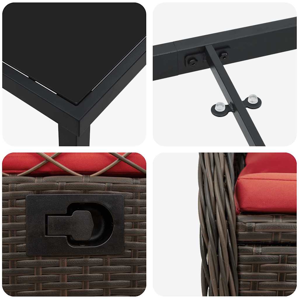 Have Spisebordssæt 5 stk. Brun polyrattan