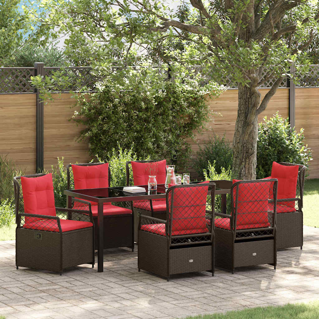 Have Spisebordssæt 7 stk. Brun polyrattan