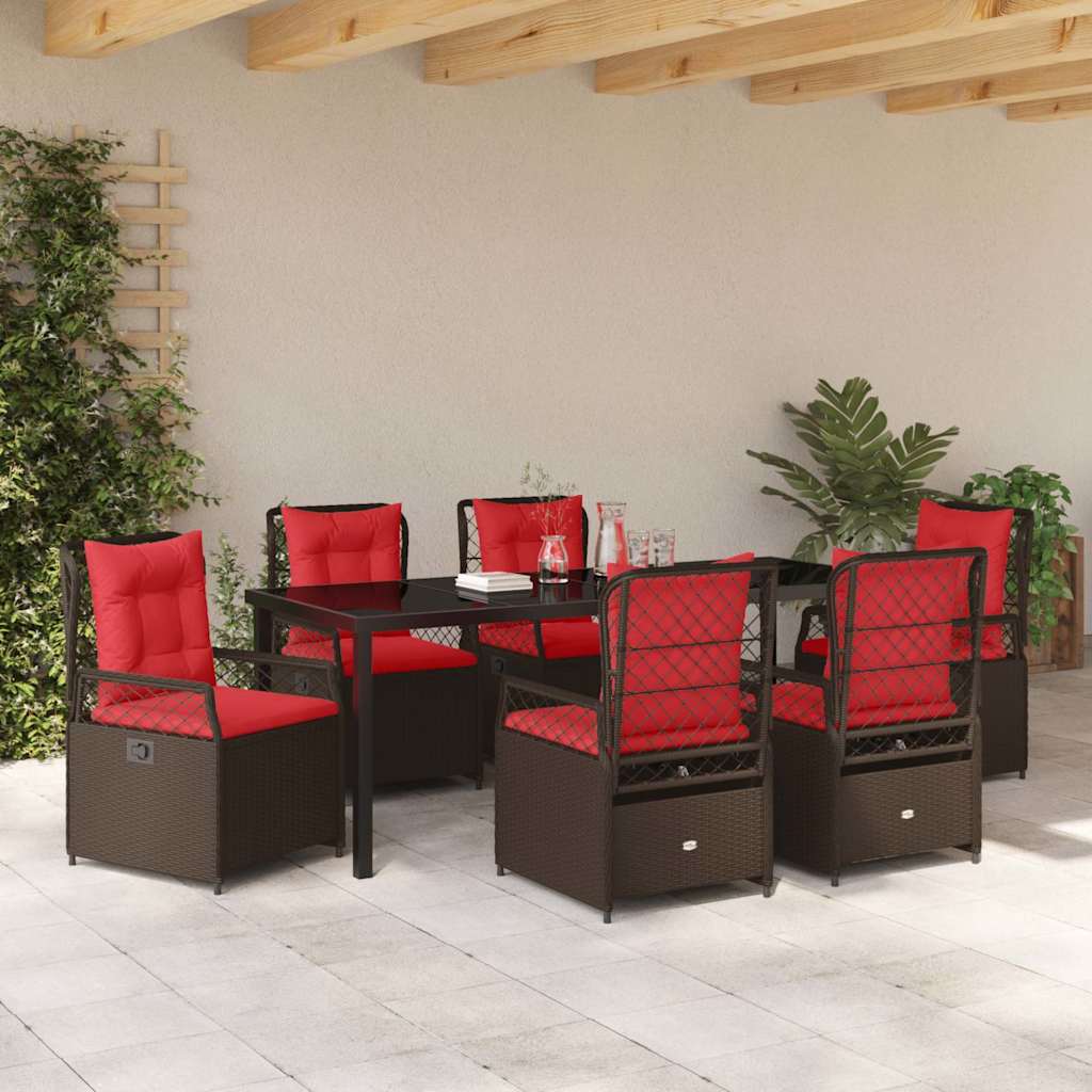 Have Spisebordssæt 7 stk. Brun polyrattan