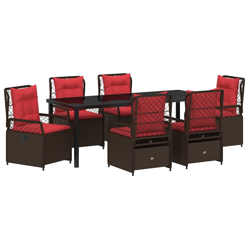 Have Spisebordssæt 7 stk. Brun polyrattan