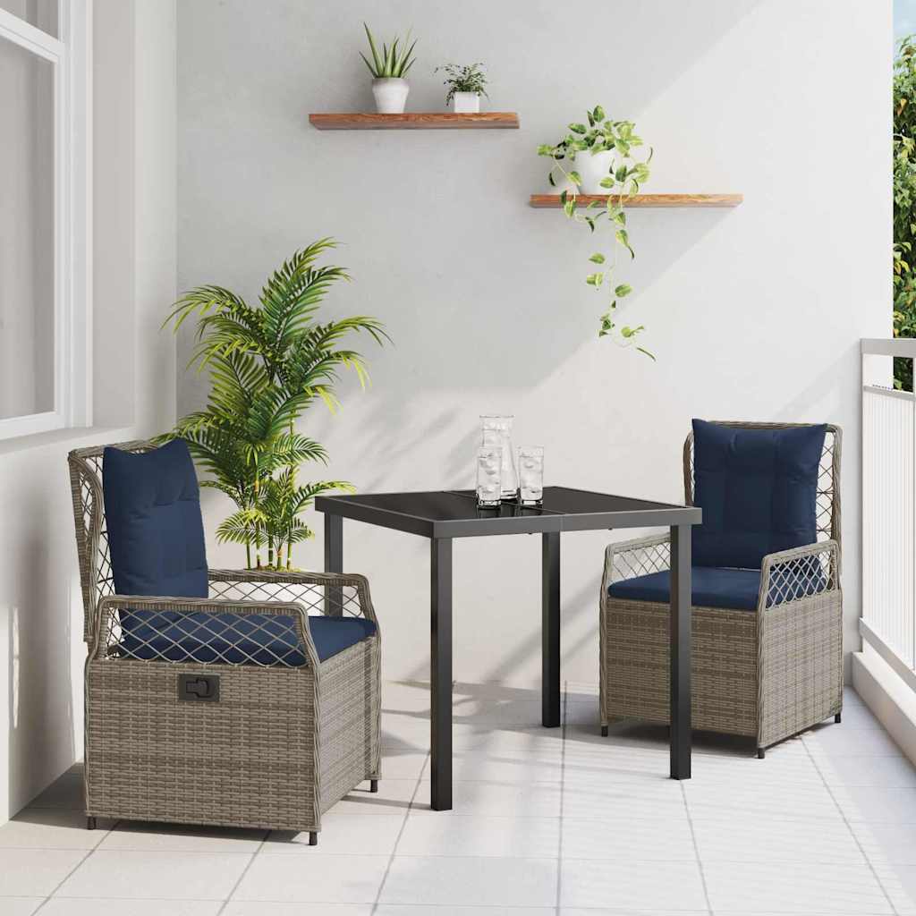 Have Spisebordssæt 3 stk. Grå polyrattan