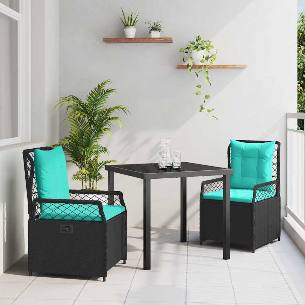 Have Spisebordssæt 3 stk. Sort polyrattan
