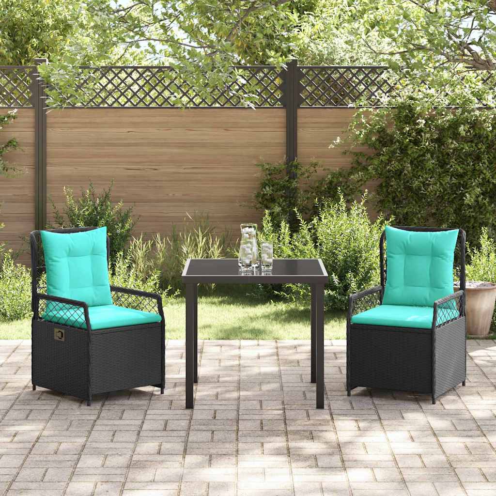 Have Spisebordssæt 3 stk. Sort polyrattan