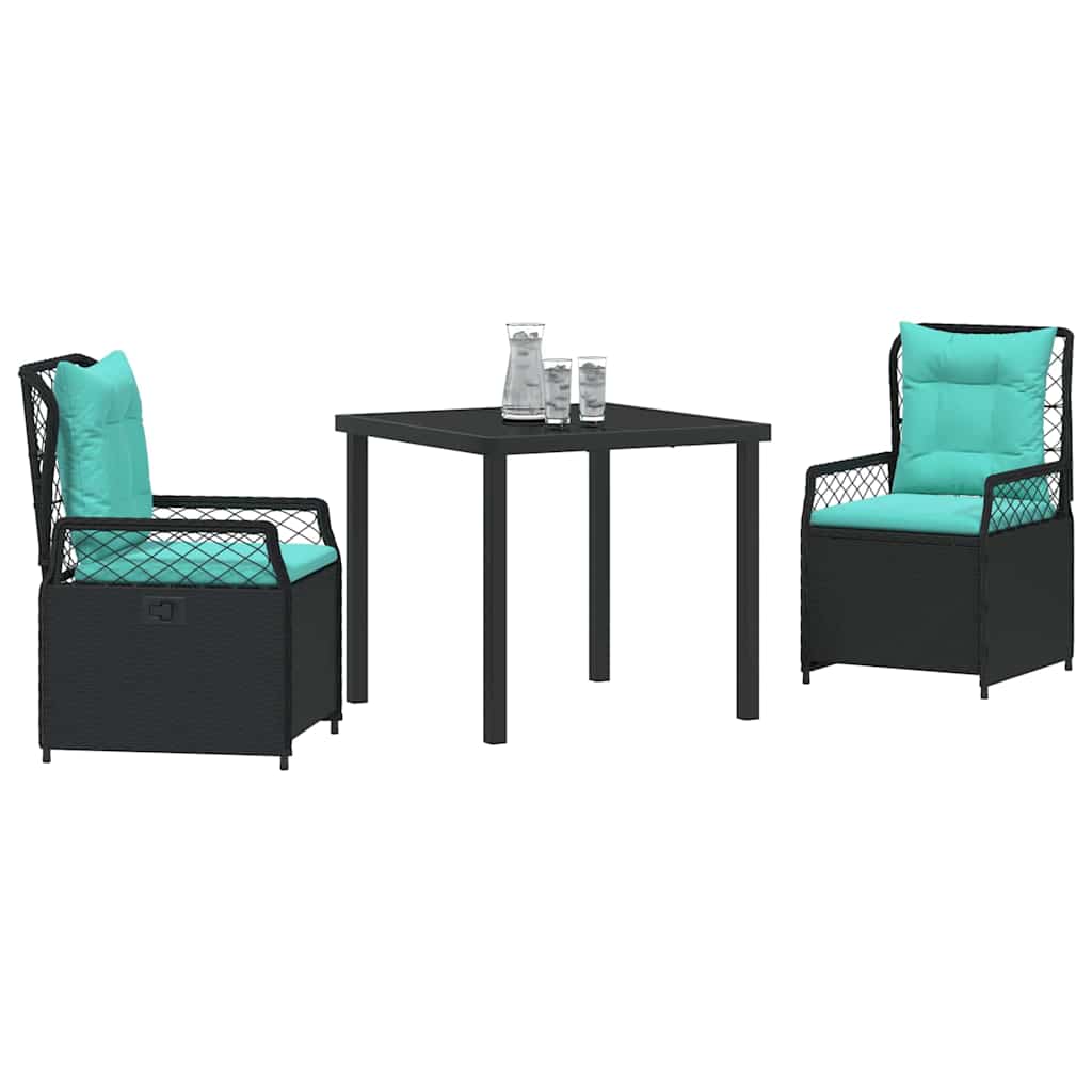 Have Spisebordssæt 3 stk. Sort polyrattan