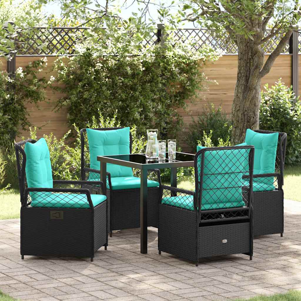 Have Spisebordssæt 5 stk. Sort polyrattan