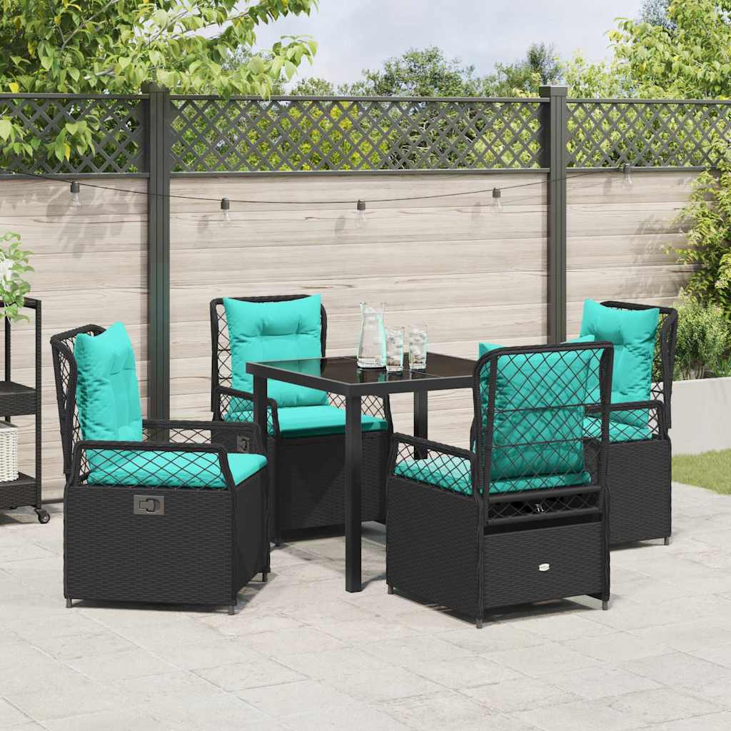 Have Spisebordssæt 5 stk. Sort polyrattan