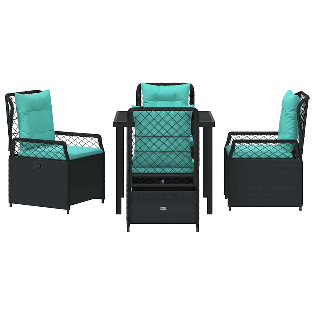 Have Spisebordssæt 5 stk. Sort polyrattan