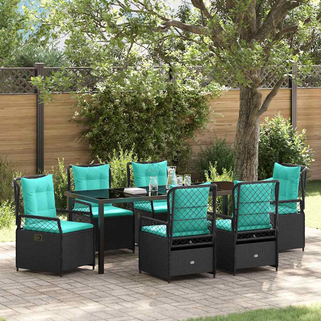 Have Spisebordssæt 7 stk. Sort polyrattan