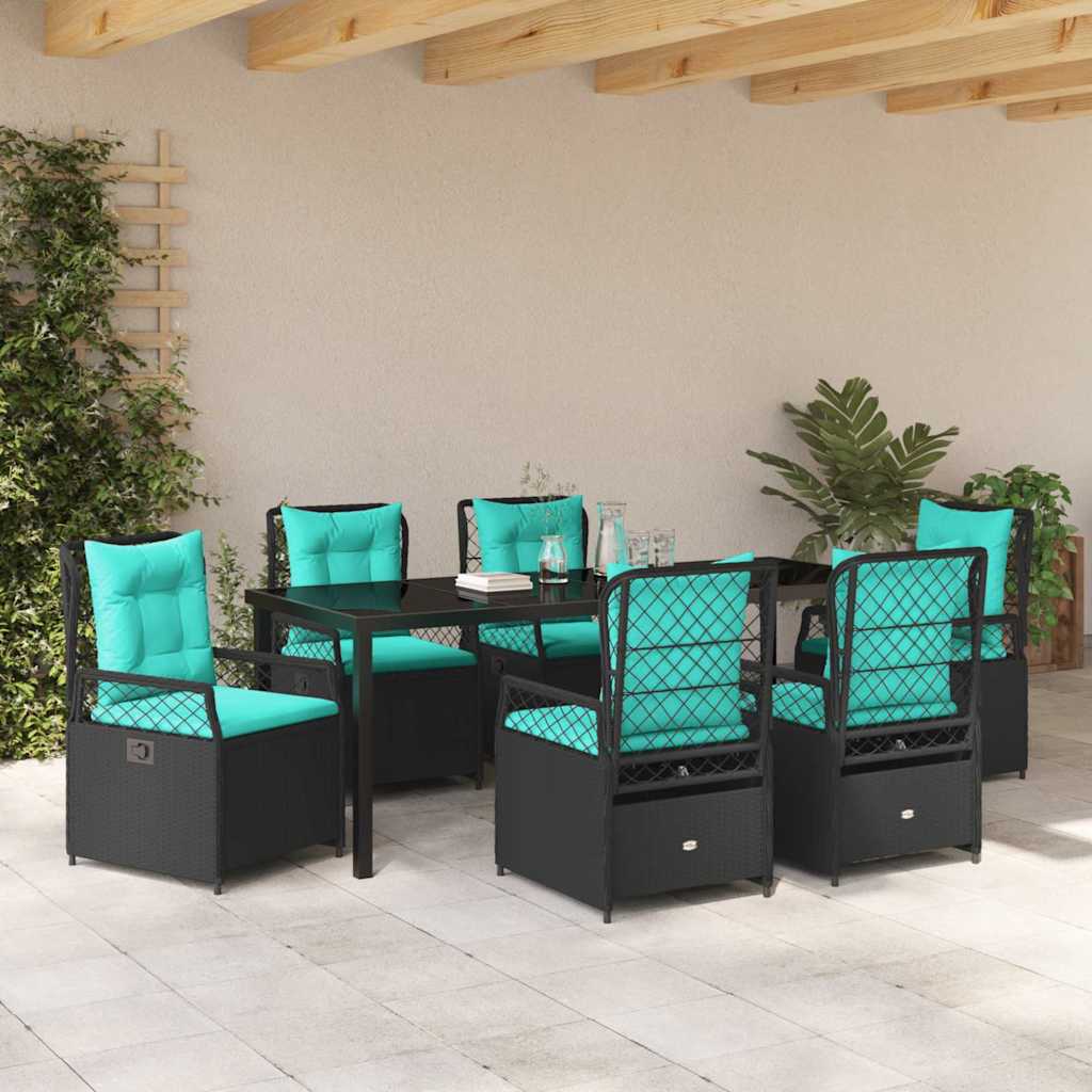 Have Spisebordssæt 7 stk. Sort polyrattan