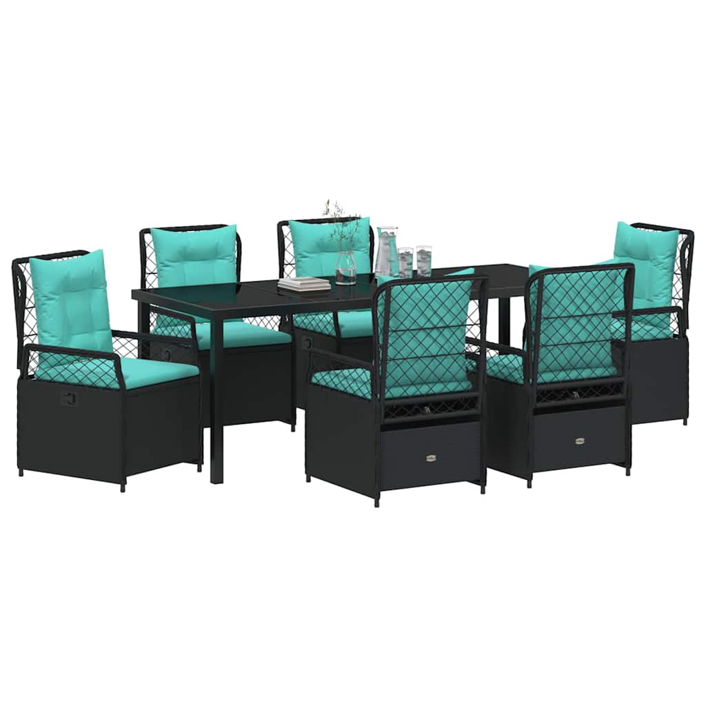 Have Spisebordssæt 7 stk. Sort polyrattan