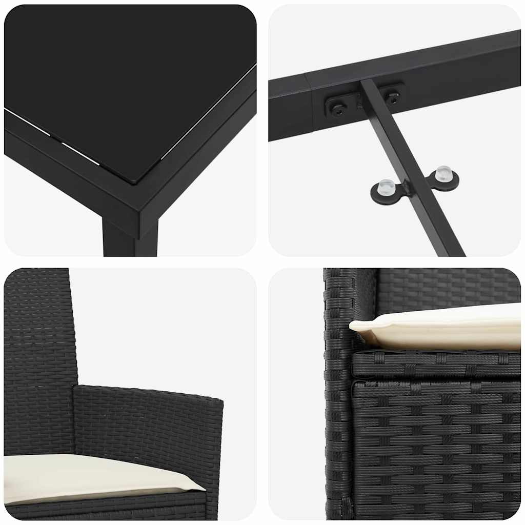 Have Spisebordssæt 7 stk. Sort polyrattan