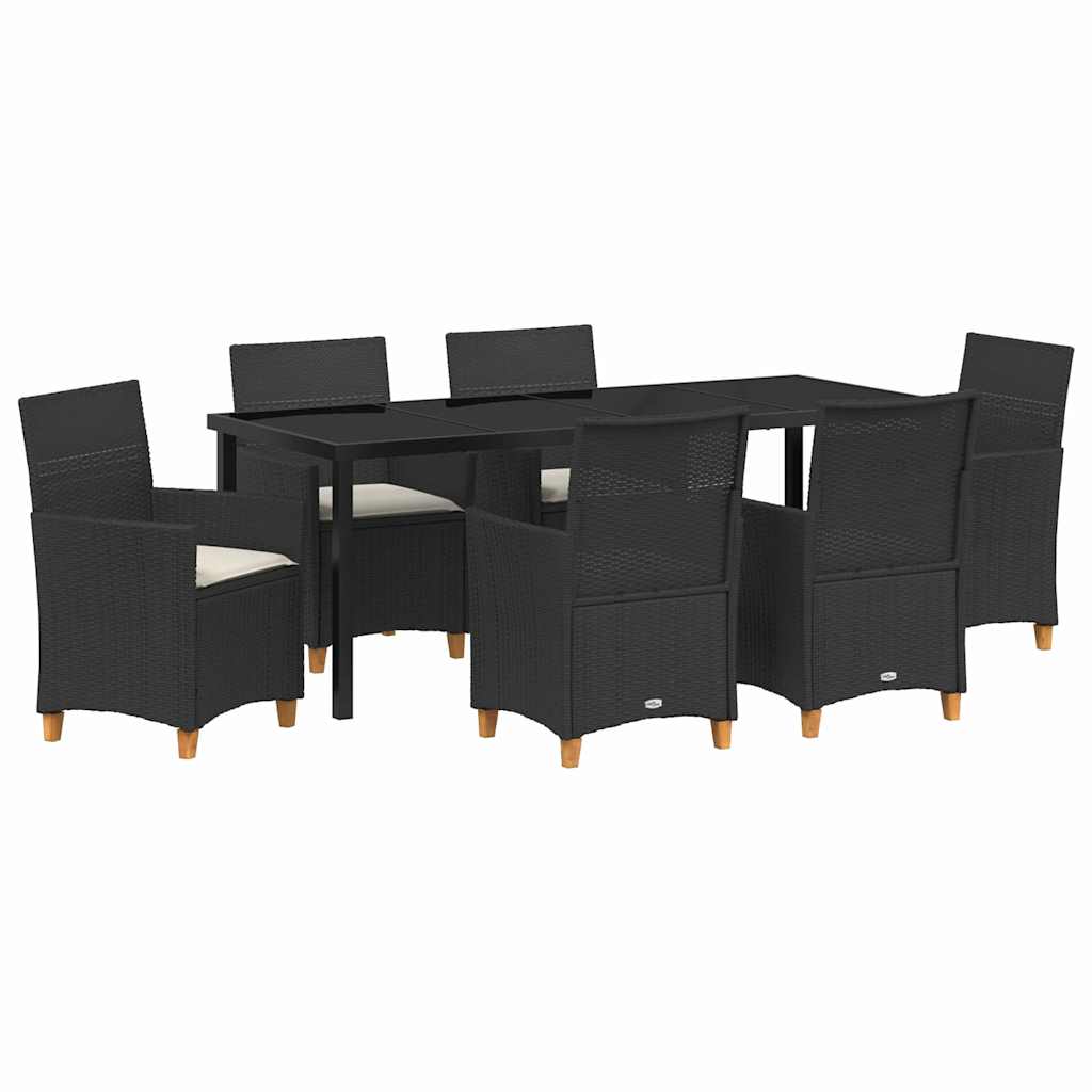 Have Spisebordssæt 7 stk. Sort polyrattan