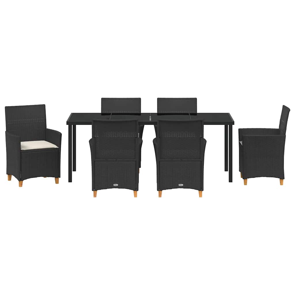 Have Spisebordssæt 7 stk. Sort polyrattan
