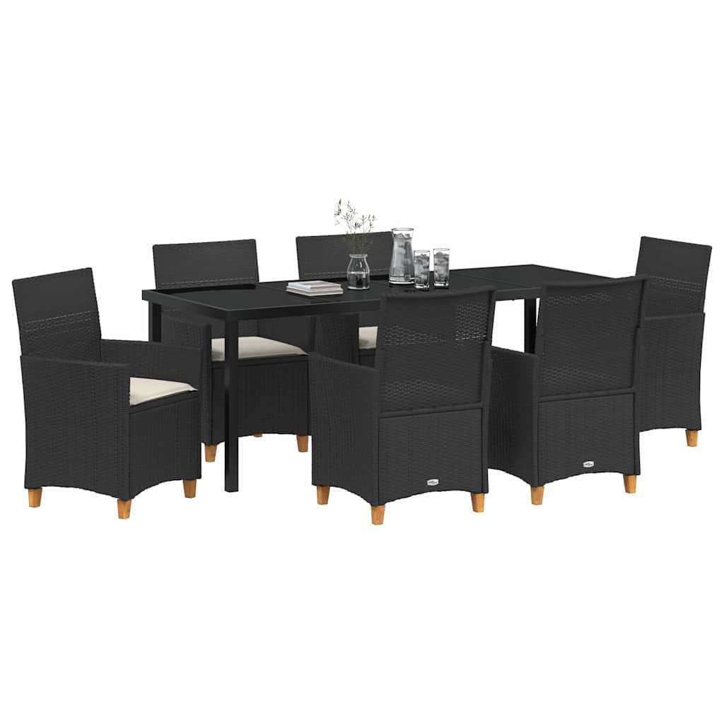 Have Spisebordssæt 7 stk. Sort polyrattan