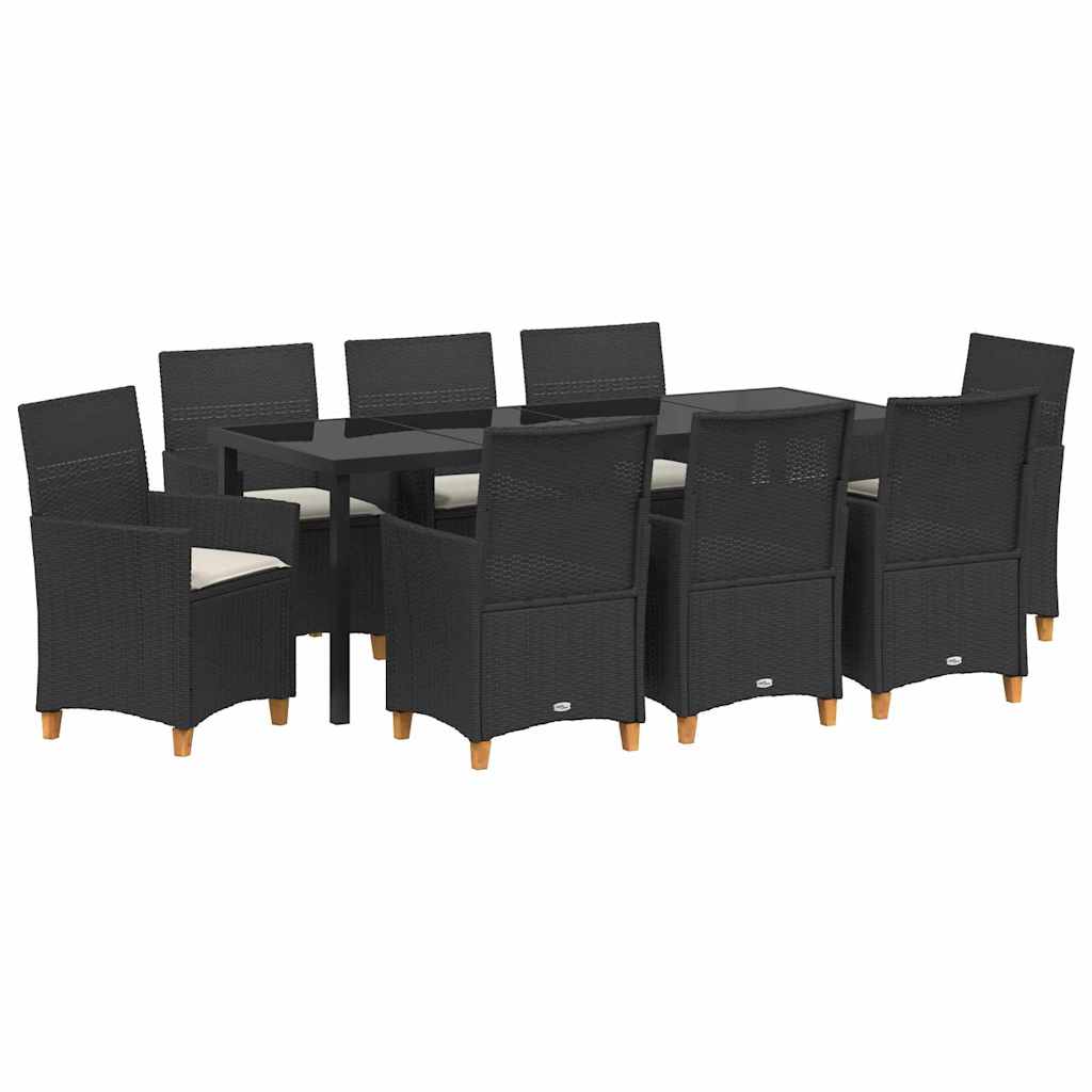 Have Spisebordssæt 9 stk. Sort polyrattan