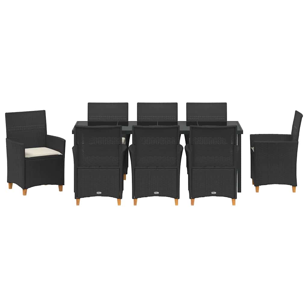 Have Spisebordssæt 9 stk. Sort polyrattan