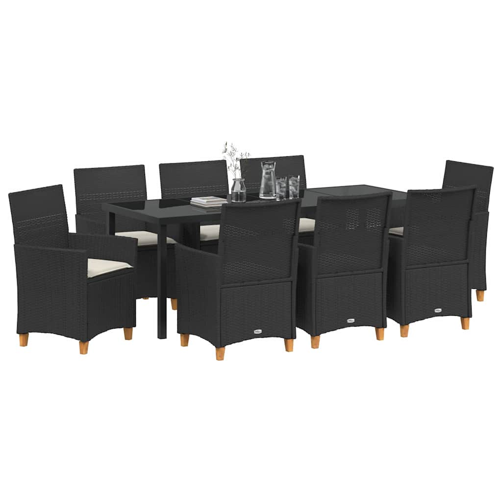 Have Spisebordssæt 9 stk. Sort polyrattan