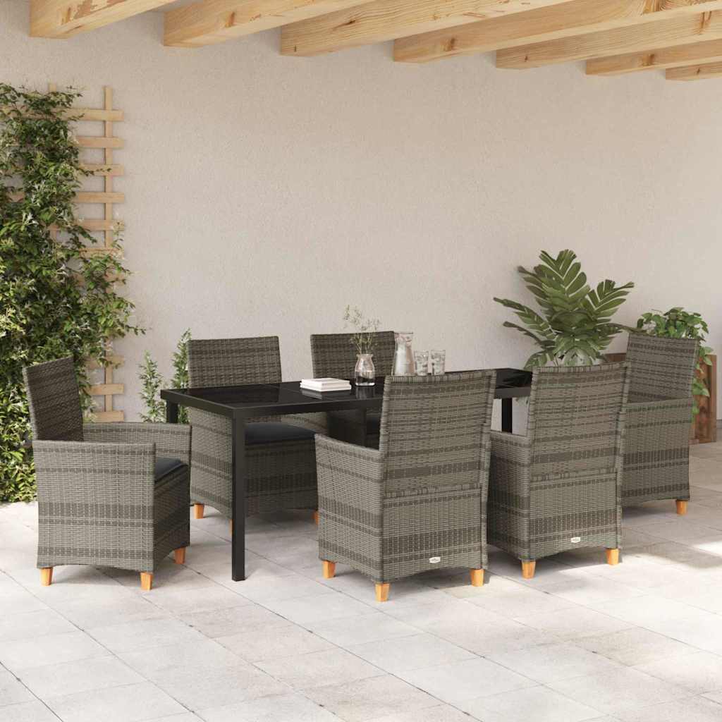 Have Spisebordssæt 7 stk. Grå polyrattan