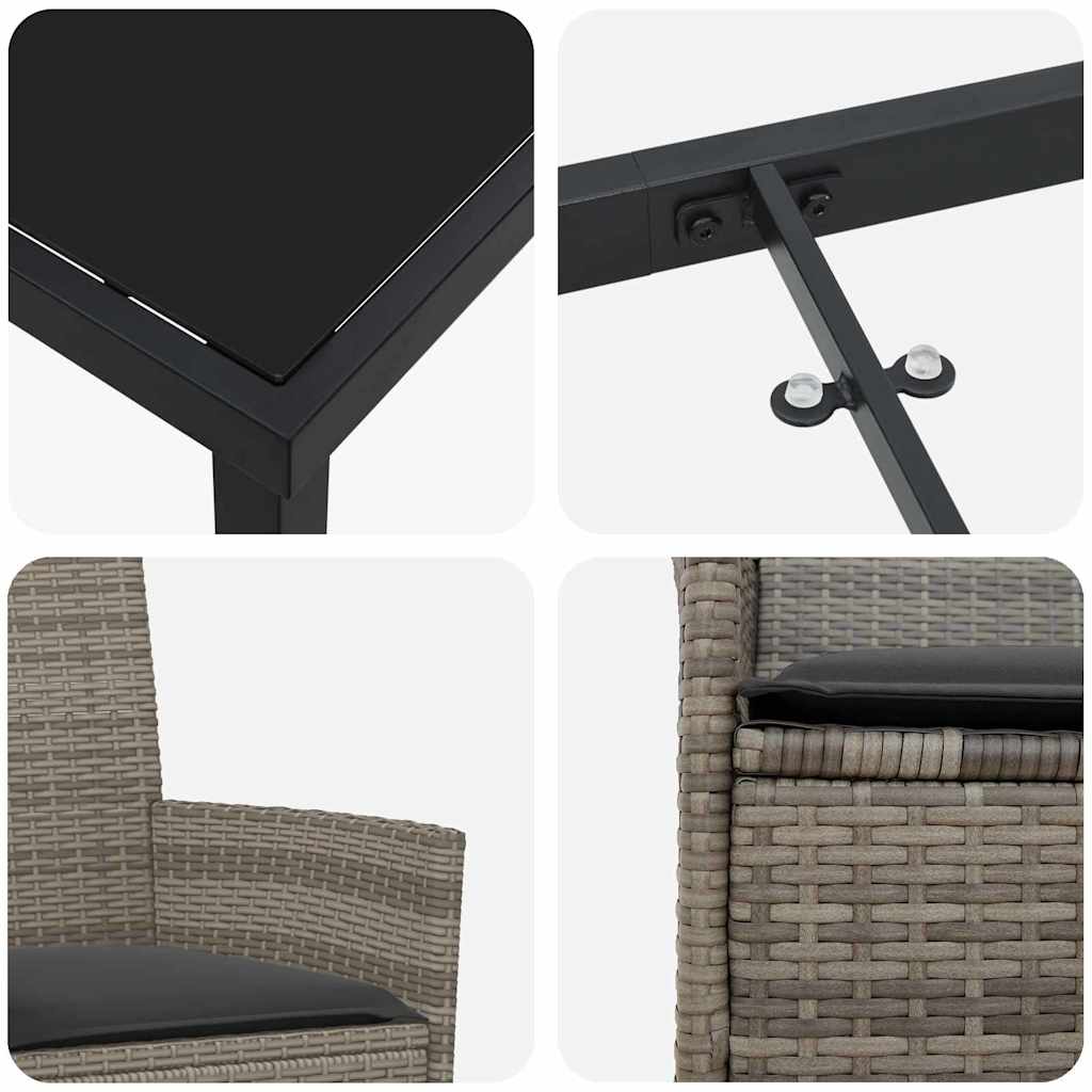 Have Spisebordssæt 9 stk. Grå polyrattan