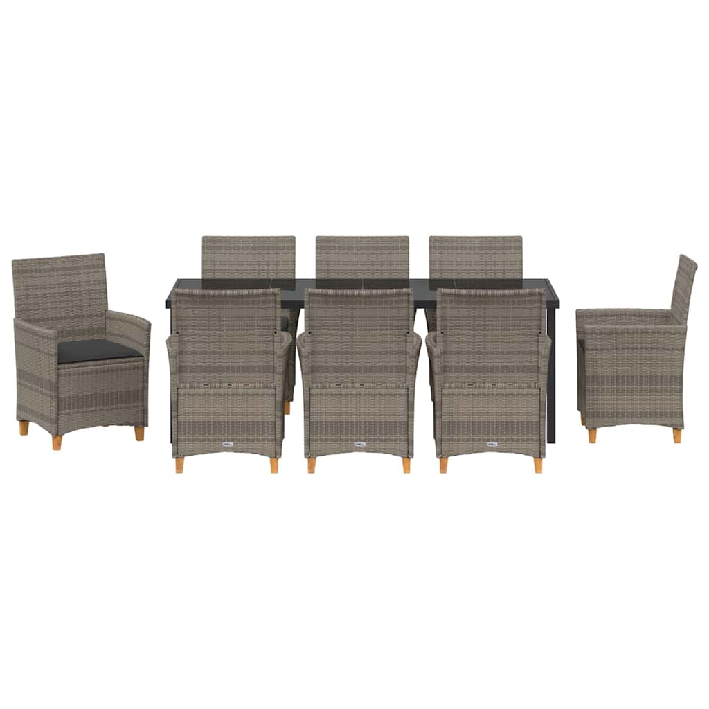Have Spisebordssæt 9 stk. Grå polyrattan