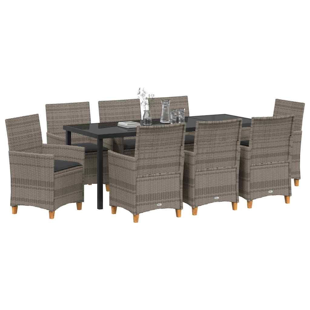 Have Spisebordssæt 9 stk. Grå polyrattan