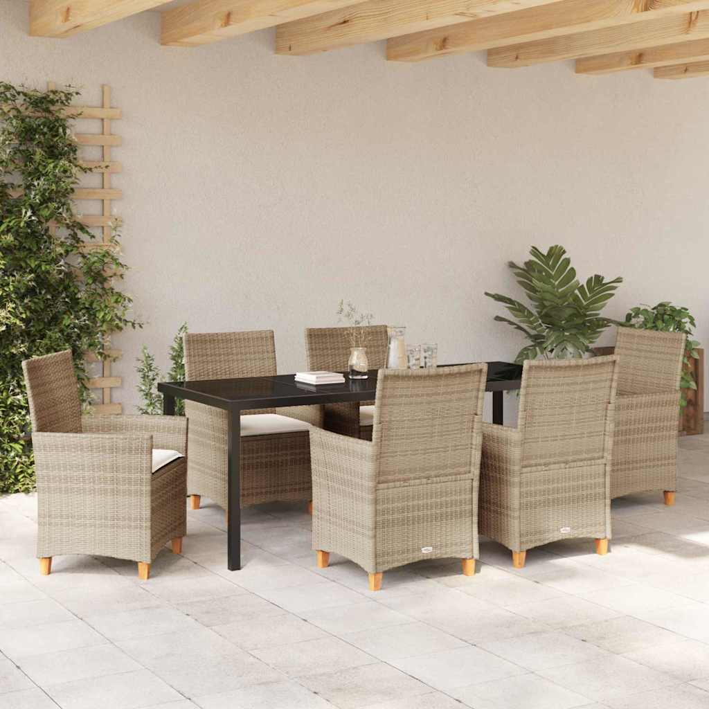 Have Spisebordssæt 7 stk. Beige polyrattan