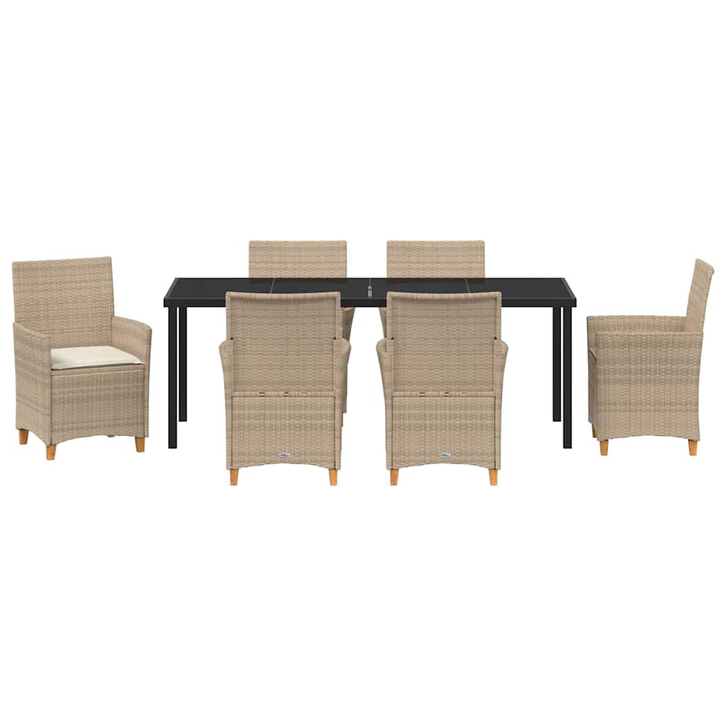 Have Spisebordssæt 7 stk. Beige polyrattan