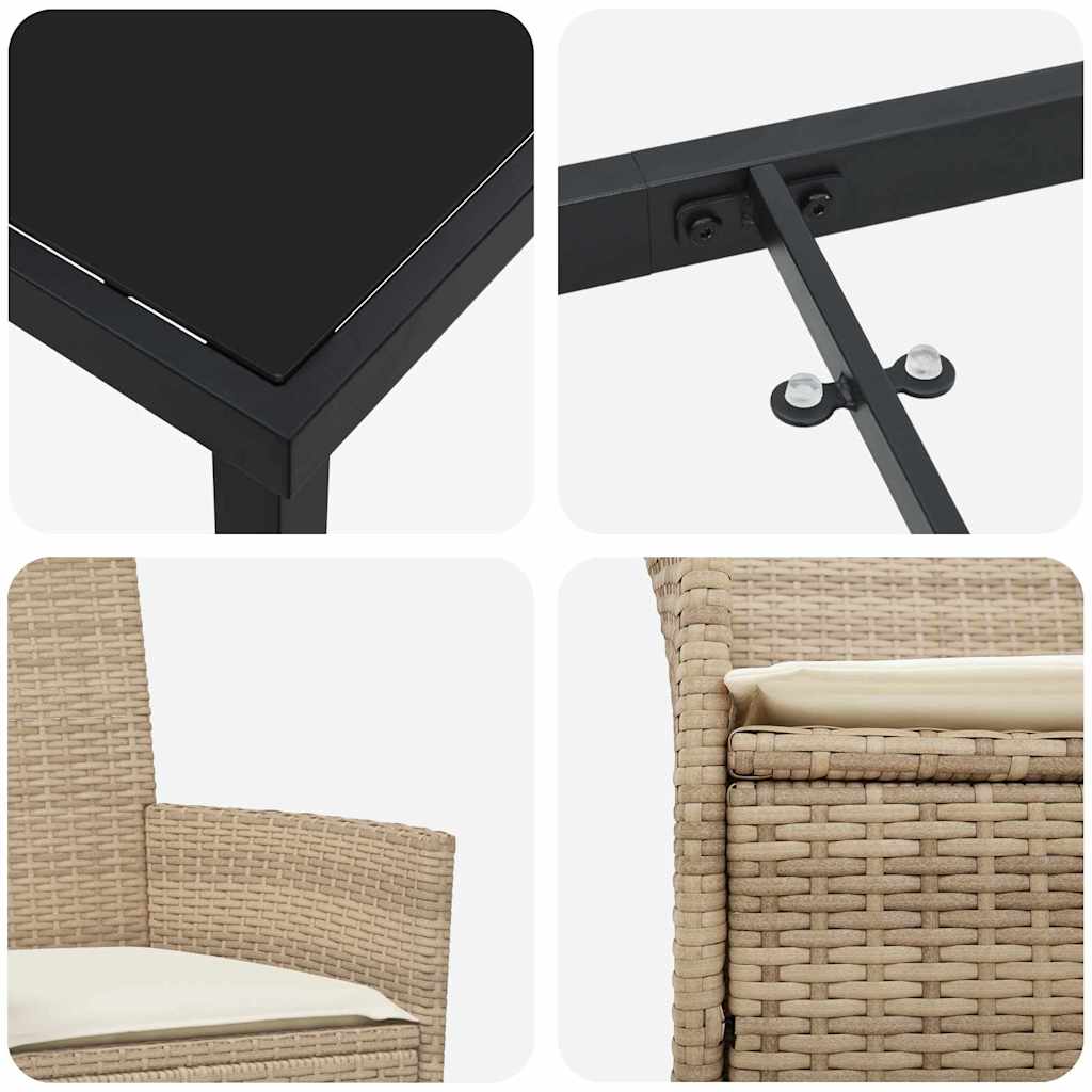 Have Spisebordssæt 9 stk. Beige polyrattan