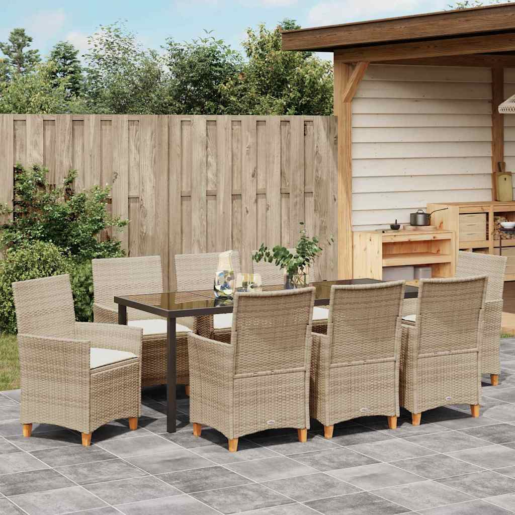 Have Spisebordssæt 9 stk. Beige polyrattan