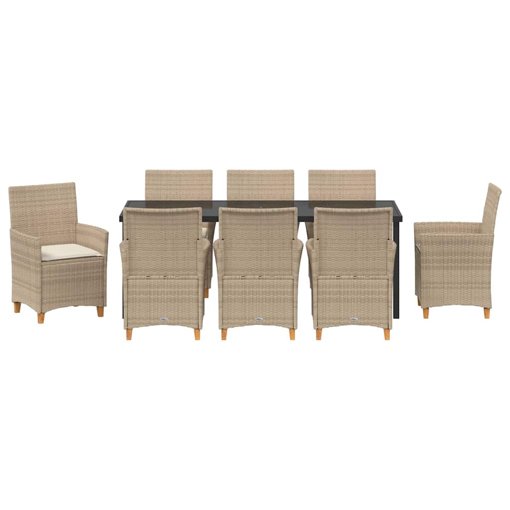 Have Spisebordssæt 9 stk. Beige polyrattan