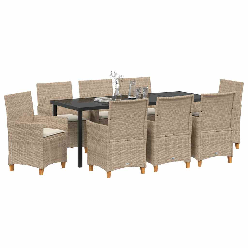 Have Spisebordssæt 9 stk. Beige polyrattan
