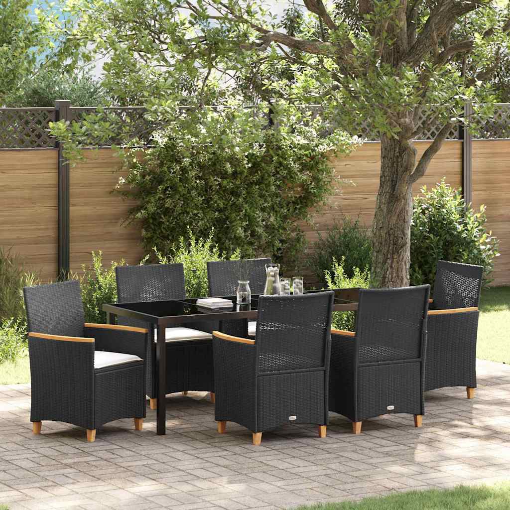 Have Spisebordssæt 7 stk. Sort polyrattan