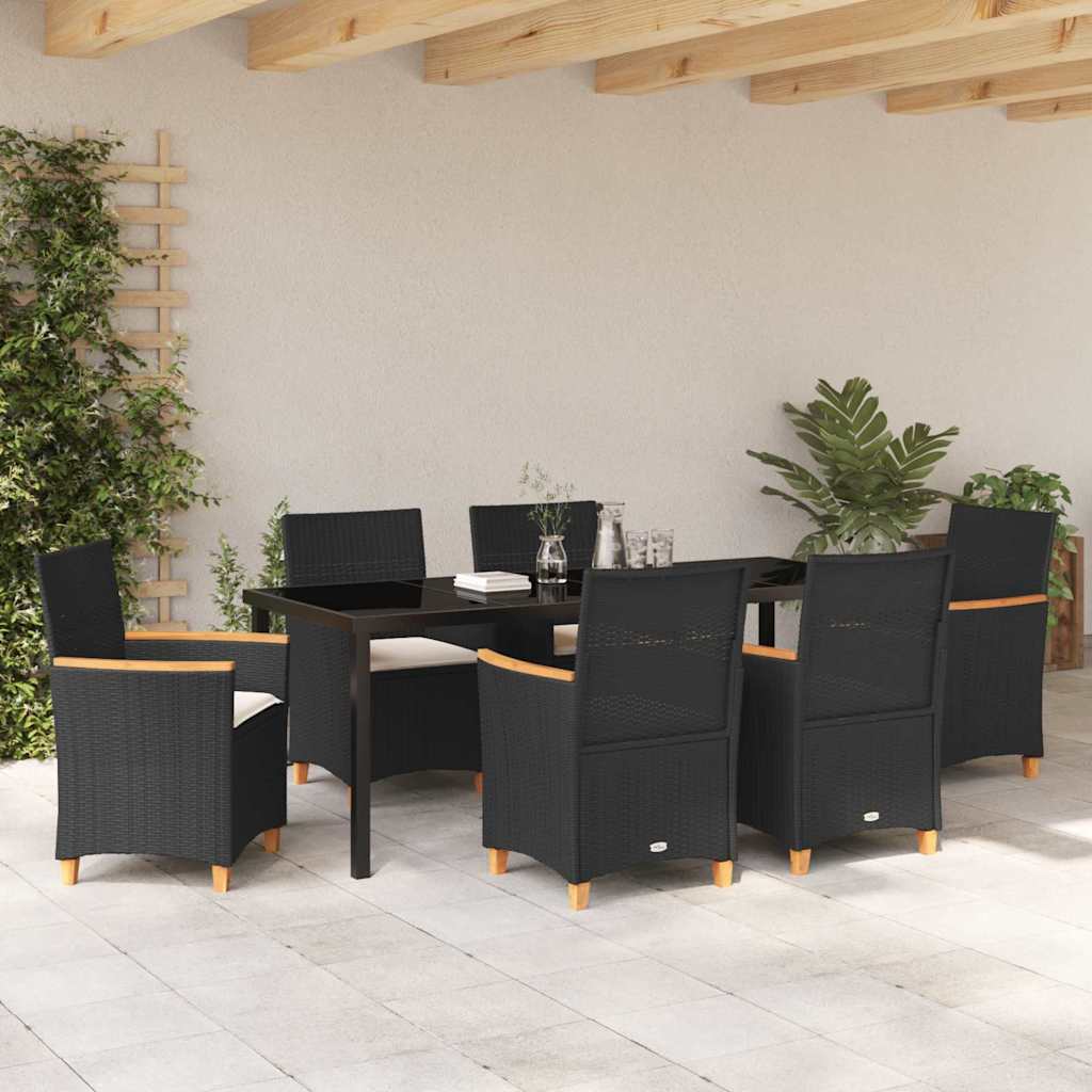 Have Spisebordssæt 7 stk. Sort polyrattan