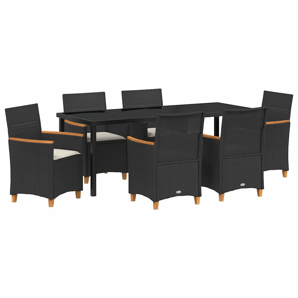 Have Spisebordssæt 7 stk. Sort polyrattan