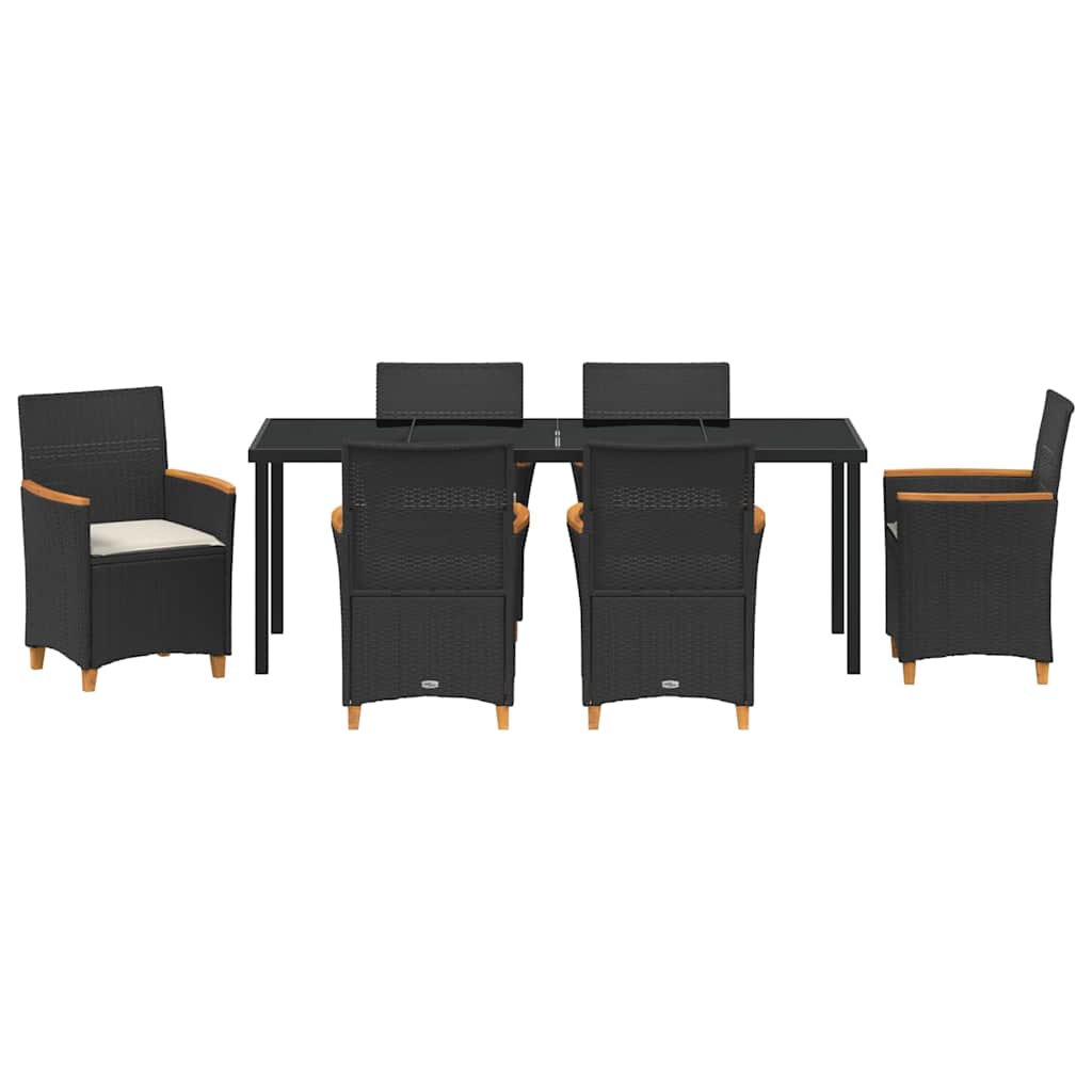 Have Spisebordssæt 7 stk. Sort polyrattan
