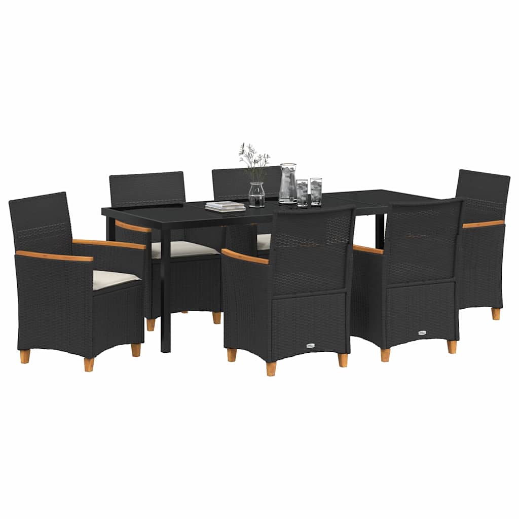 Have Spisebordssæt 7 stk. Sort polyrattan