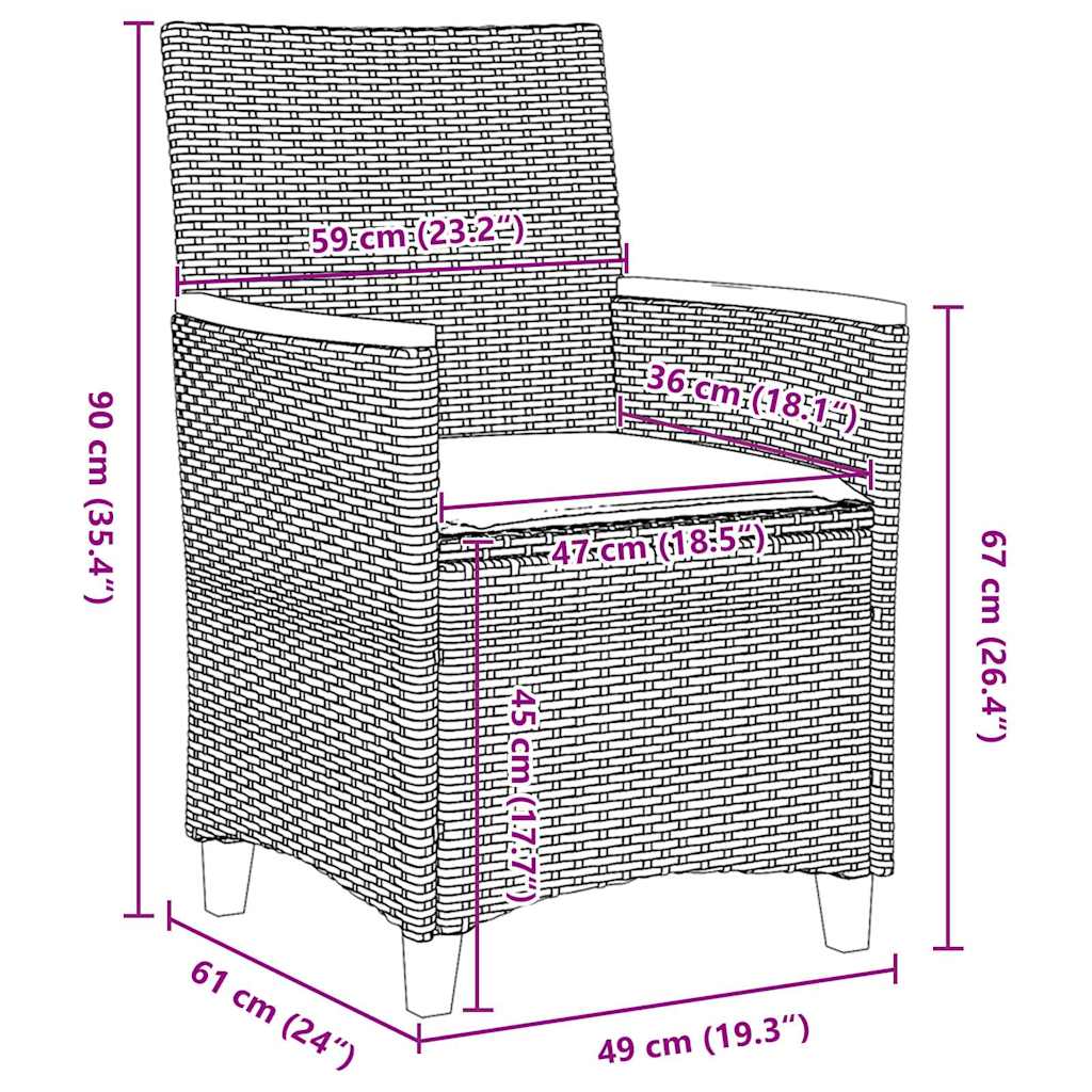 Have Spisebordssæt 7 stk. Sort polyrattan
