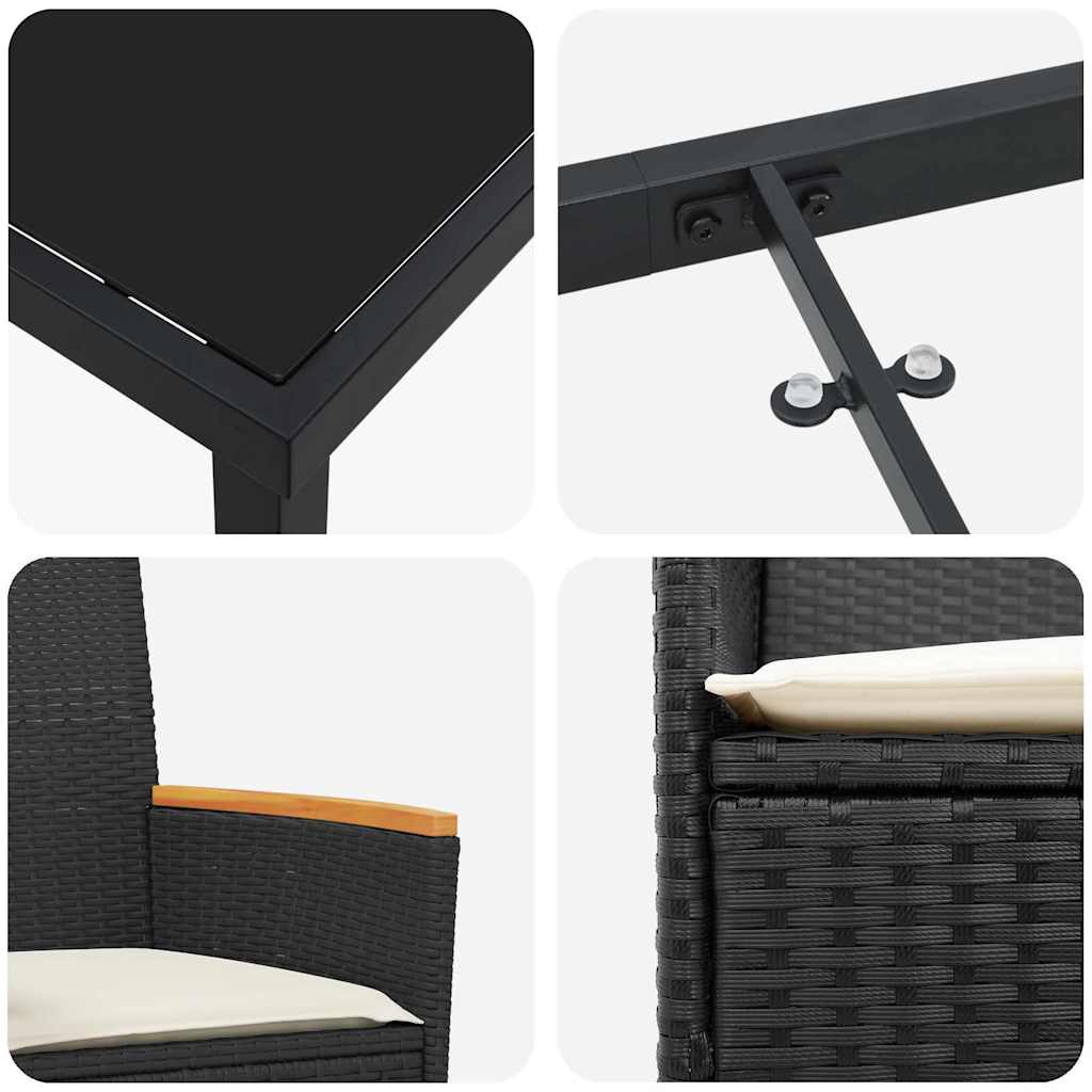 Have Spisebordssæt 9 stk. Sort polyrattan