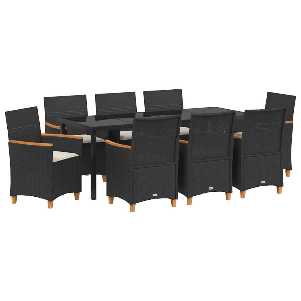 Have Spisebordssæt 9 stk. Sort polyrattan